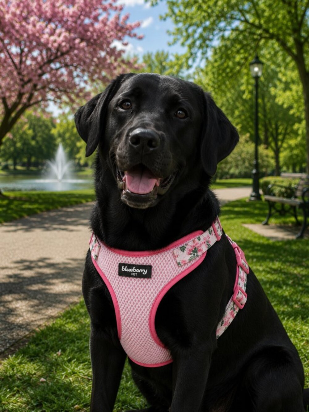 NWT - Blueberry Pet Rose Flower Print Padded Dog Harness Vest - Rose - Size L